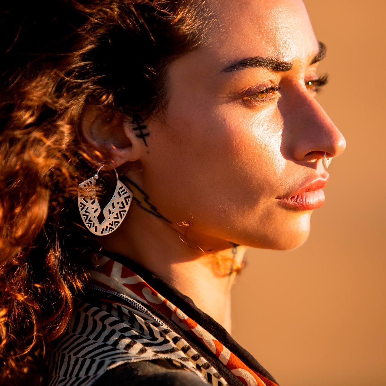 modelo con pendientes Agatha  plata 