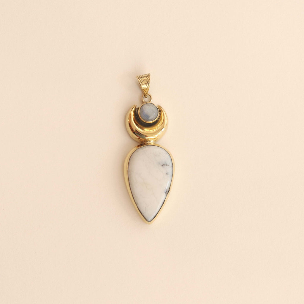 colgante venus piedra lunar y turquesa