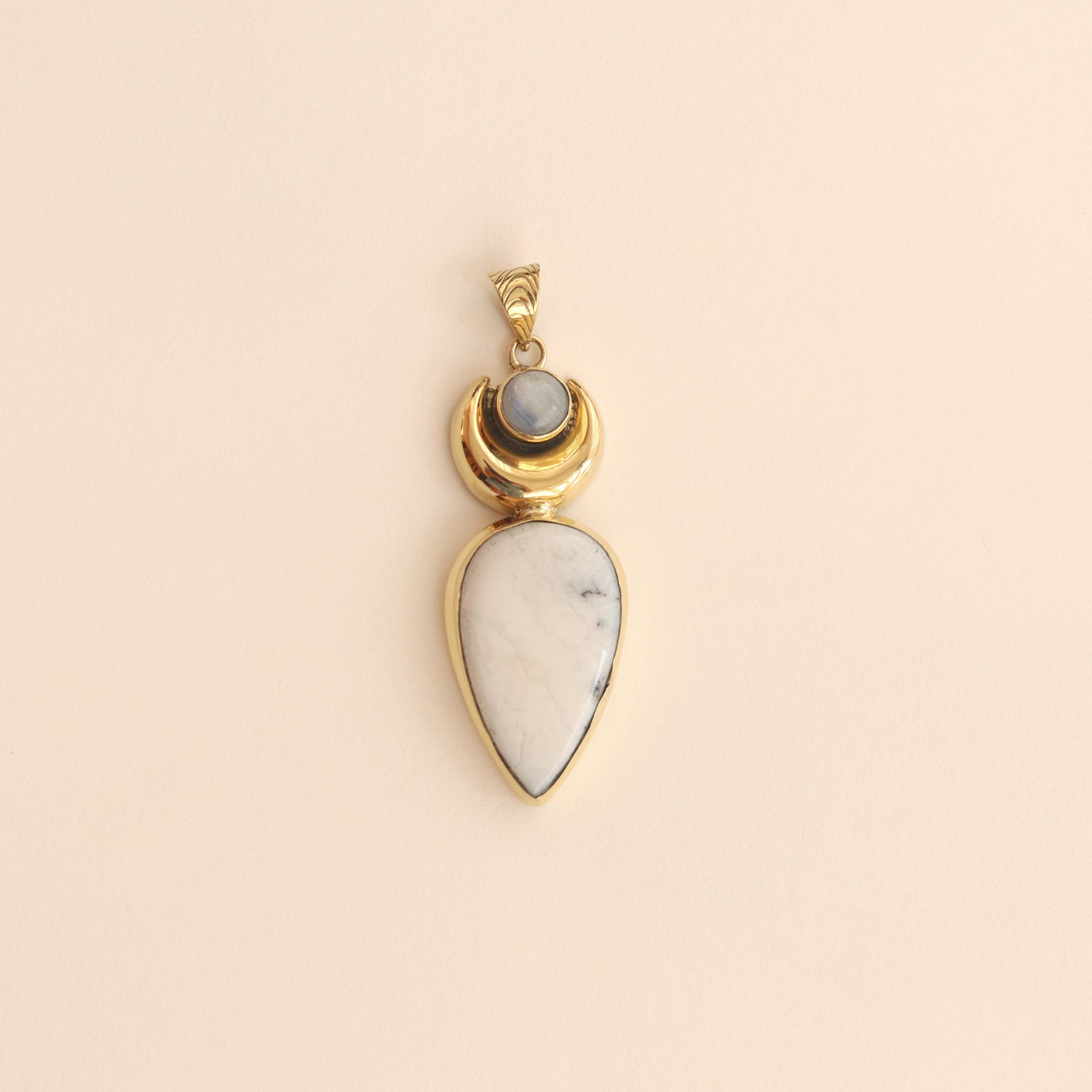 colgante venus piedra lunar y turquesa