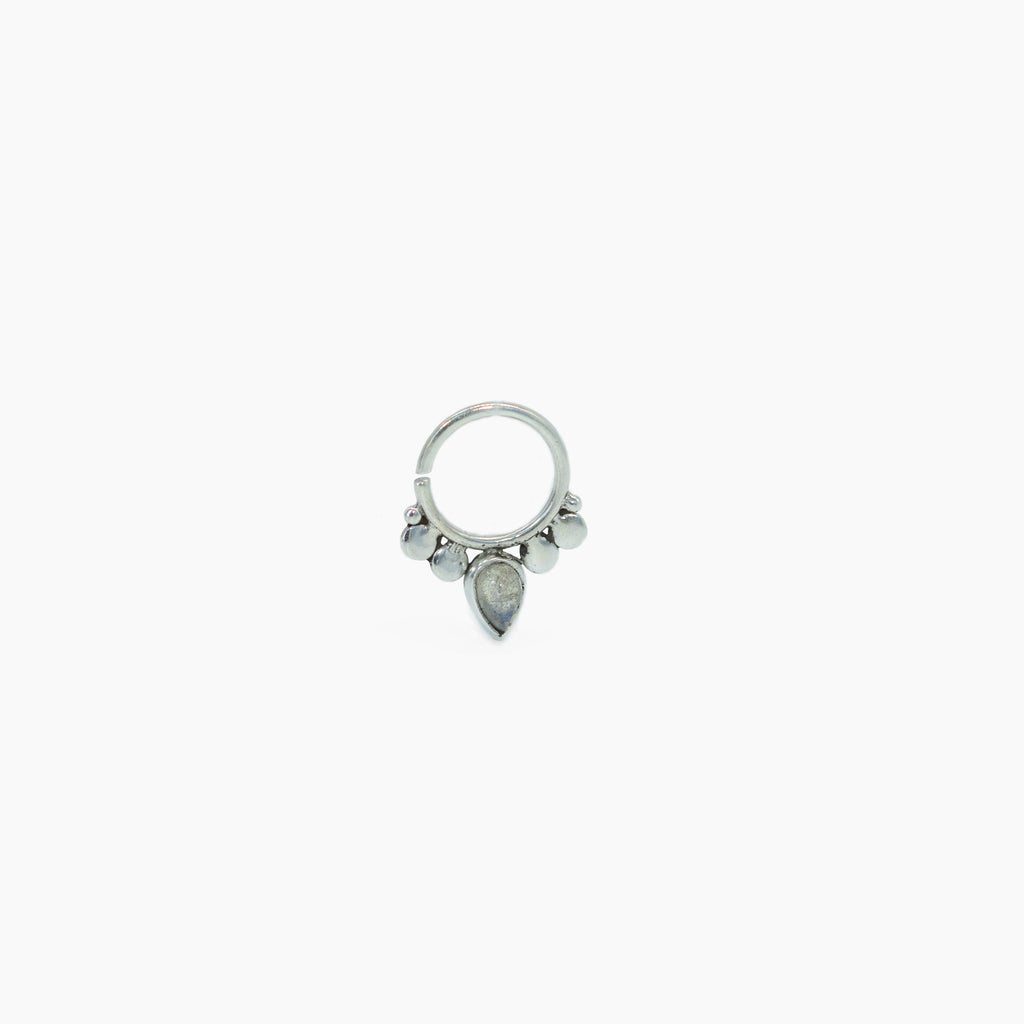 Gaia septum piercing piedra lunar plata