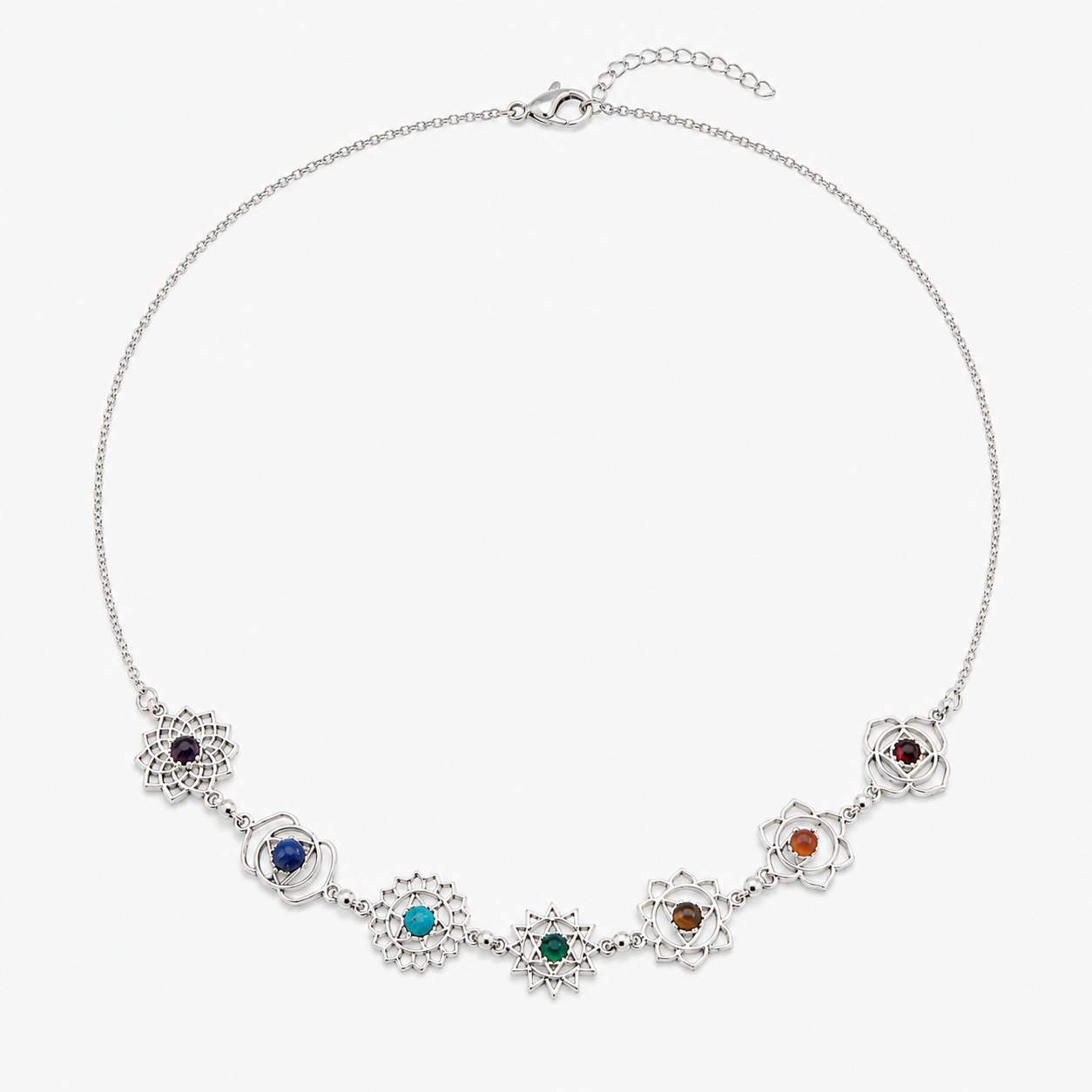 choker chakras plateado con piedras
