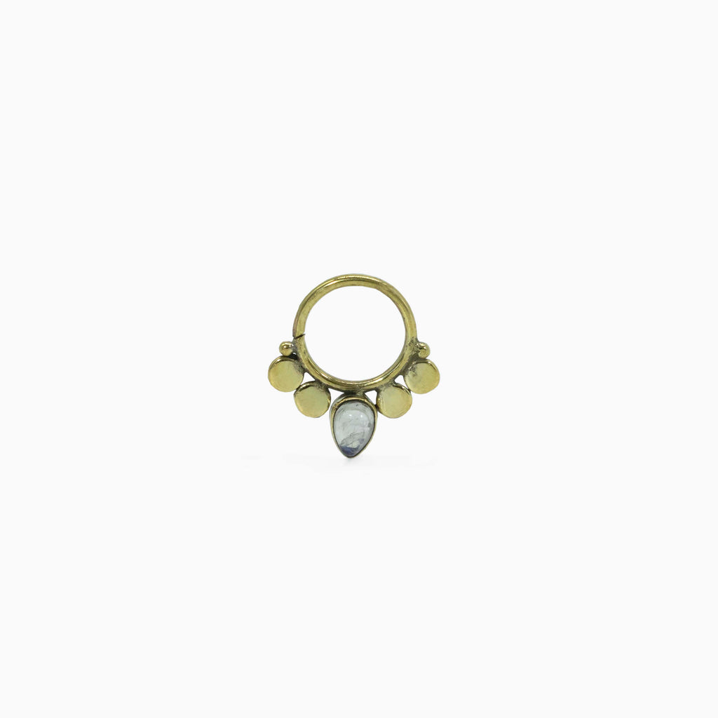 gaia septum piercing piedra lunar dorado