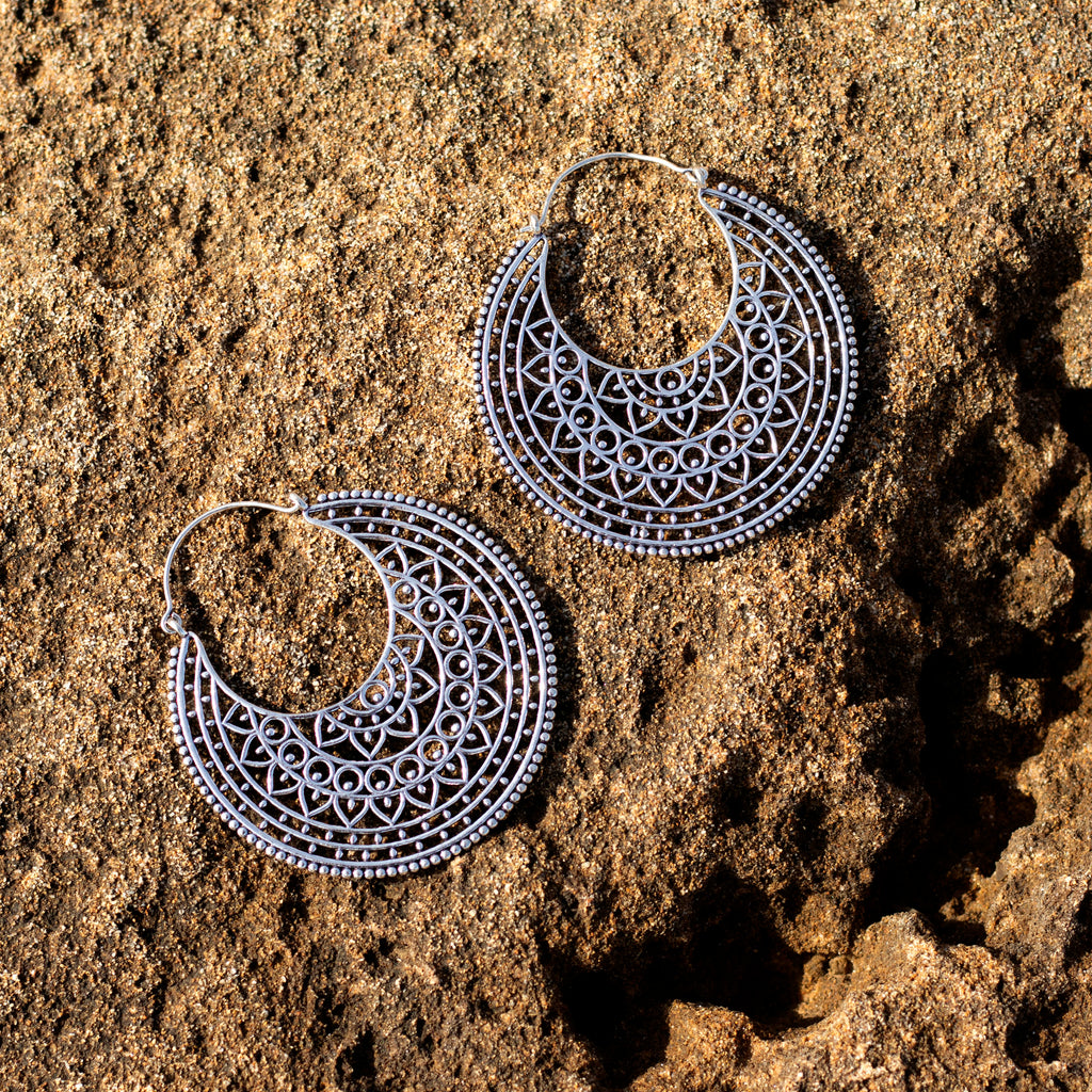 pendientes aro mandala Uma plata