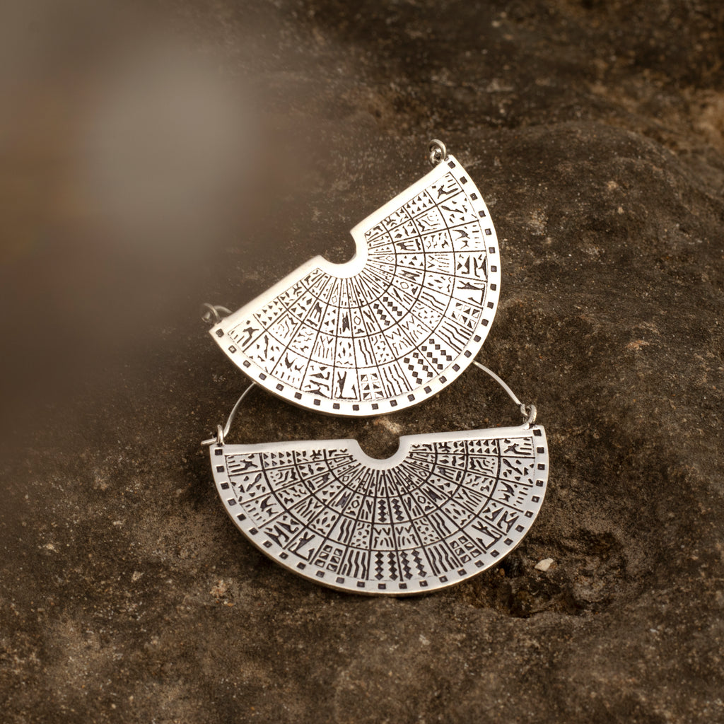 pendientes azteca plateado