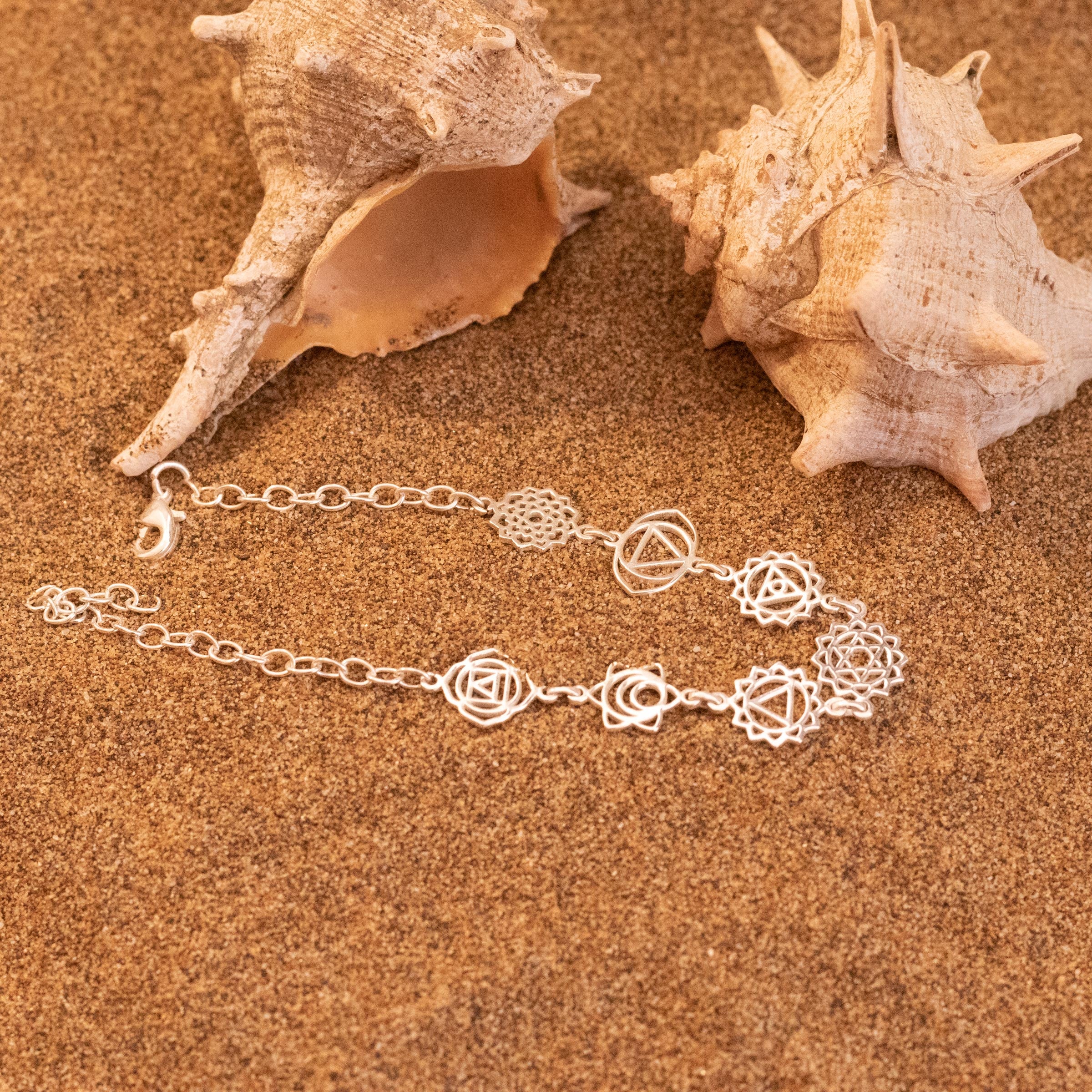 pulsera 7 chakras en plata