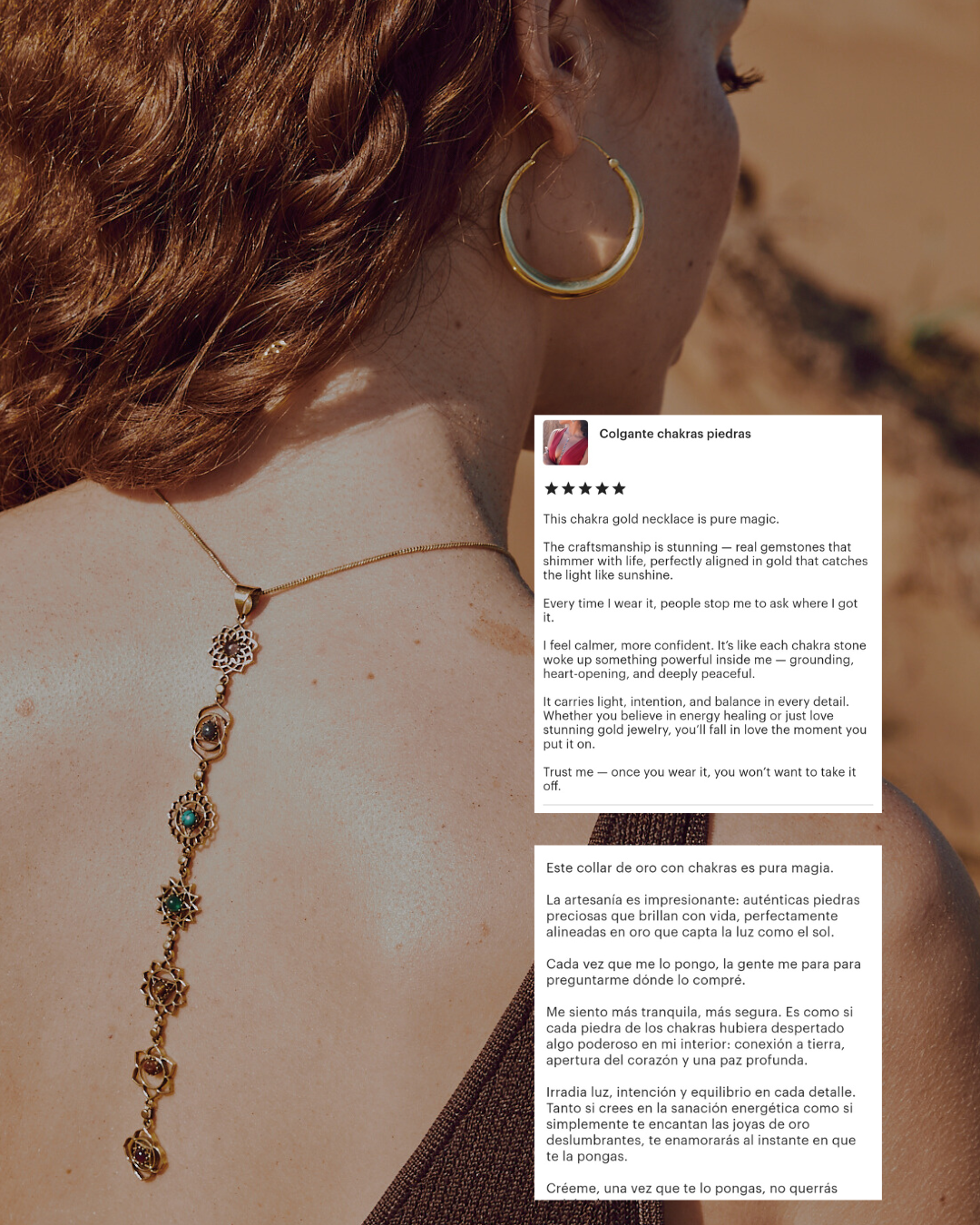 foto con reseñas de los colgantes chakras