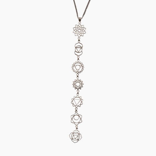 collar 7 chakras plata fondo blanco